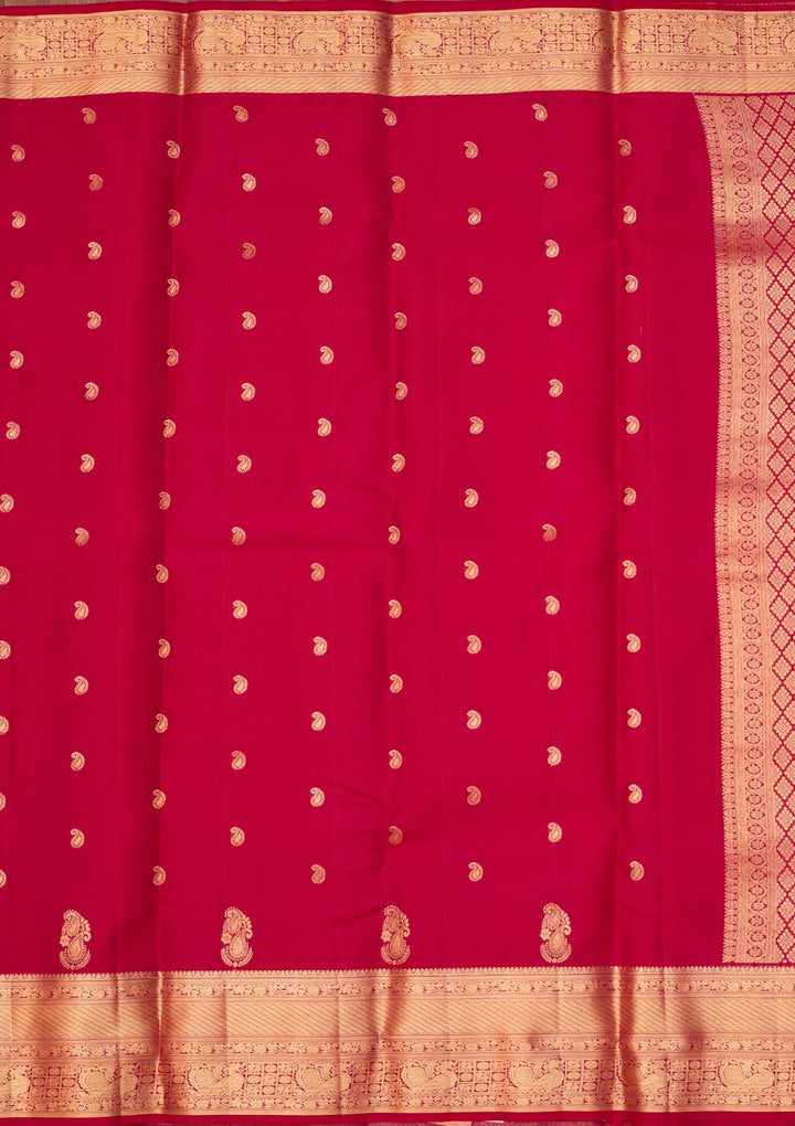 Rani Pink Dharmavaram Pure Silk Saree With Matching Blouse Piece