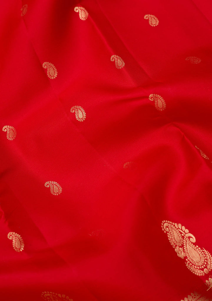 Red Dharmavaram Pure Silk Saree With Matching Blouse Piece