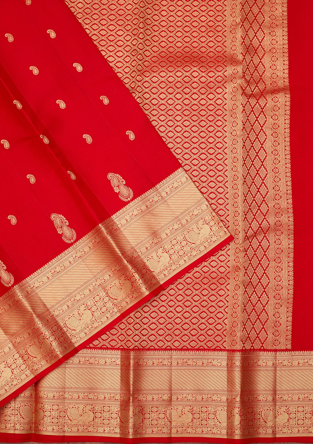 Red Dharmavaram Pure Silk Saree With Matching Blouse Piece