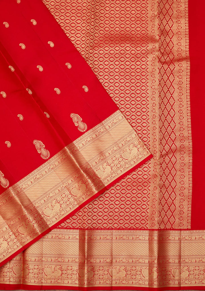 Red Dharmavaram Pure Silk Saree With Matching Blouse Piece
