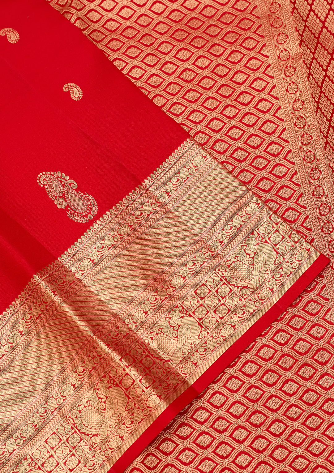 Red Dharmavaram Pure Silk Saree With Matching Blouse Piece
