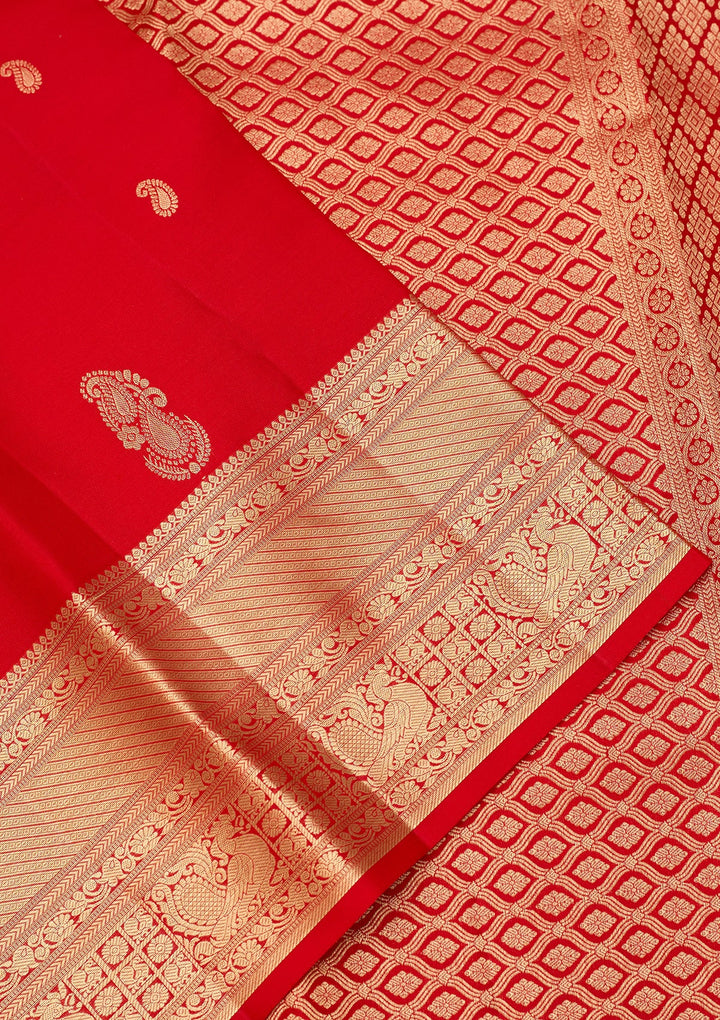 Red Dharmavaram Pure Silk Saree With Matching Blouse Piece