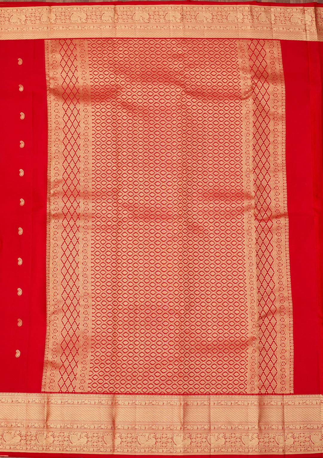 Red Dharmavaram Pure Silk Saree With Matching Blouse Piece