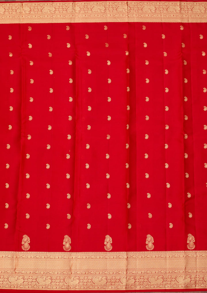 Red Dharmavaram Pure Silk Saree With Matching Blouse Piece