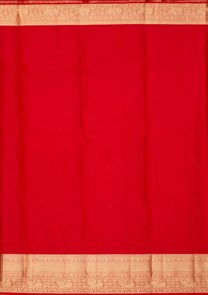 Red Dharmavaram Pure Silk Saree With Matching Blouse Piece