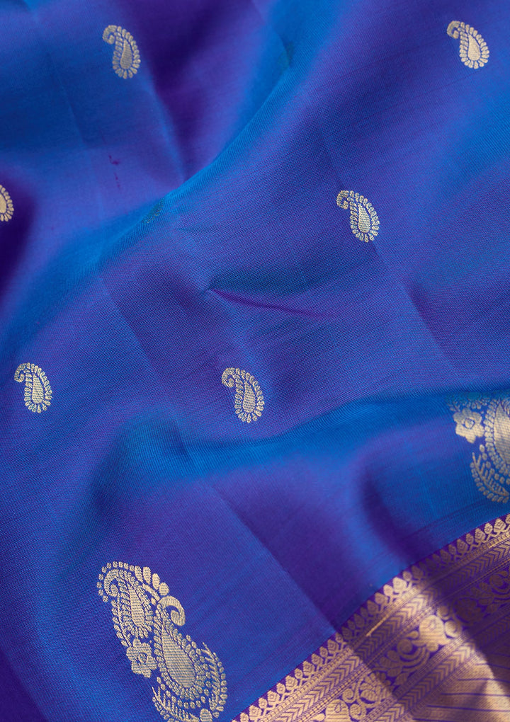 Royal Blue Dharmavaram Pure Silk Saree With Matching Blouse Piece