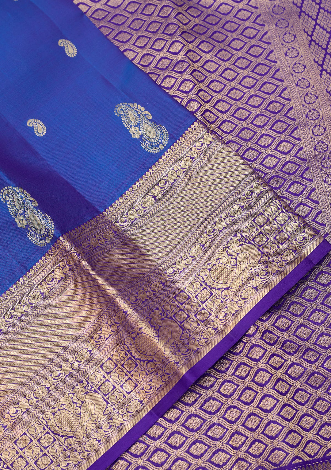 Royal Blue Dharmavaram Pure Silk Saree With Matching Blouse Piece