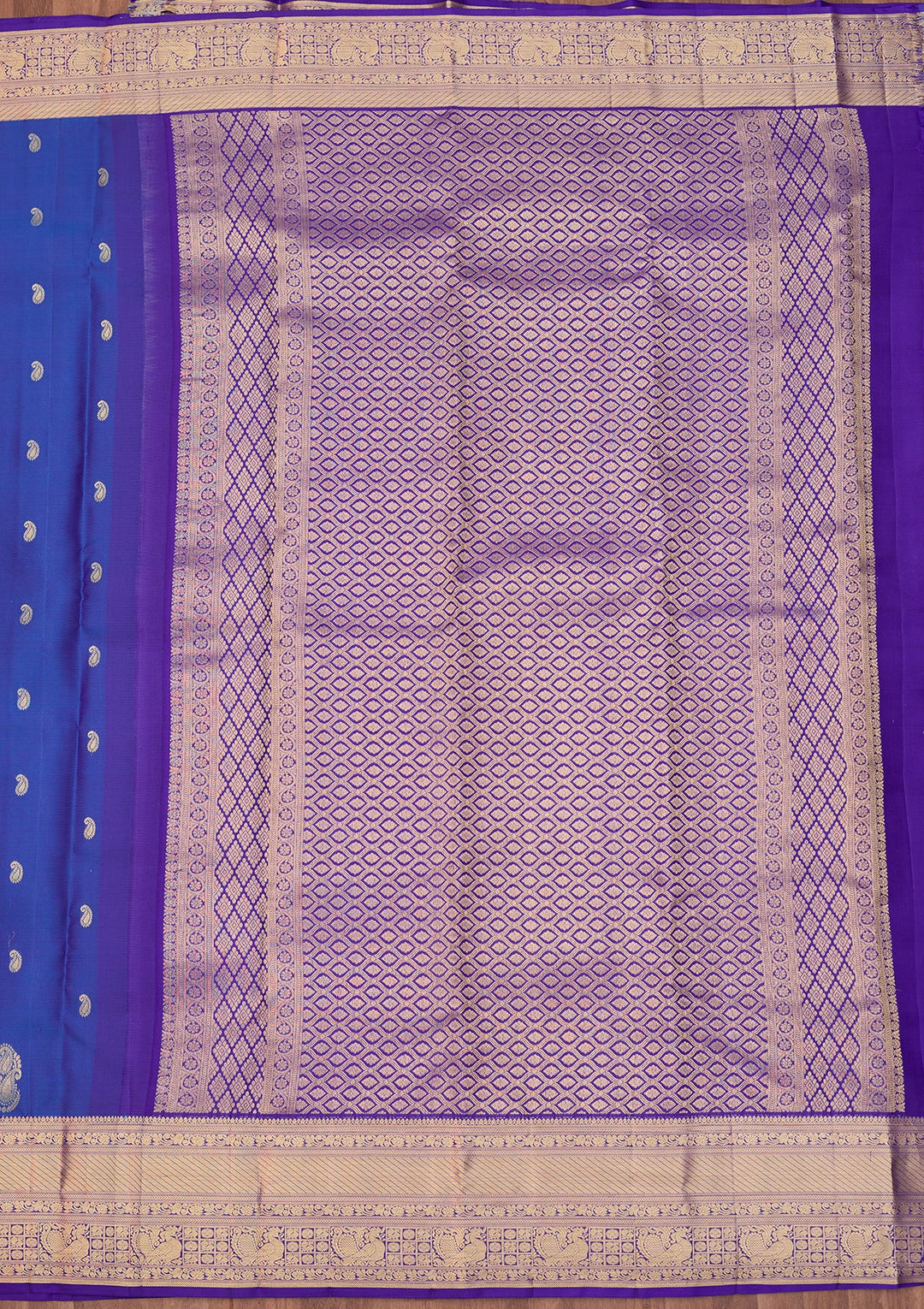 Royal Blue Dharmavaram Pure Silk Saree With Matching Blouse Piece