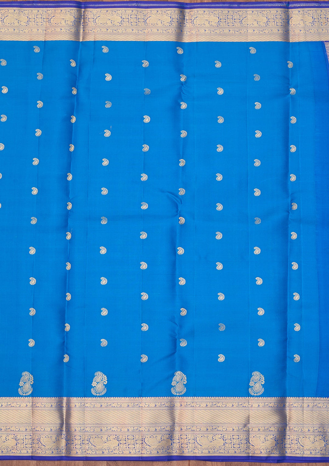 Turquoise Blue Dharmavaram Pure Silk Saree With Matching Blouse Piece