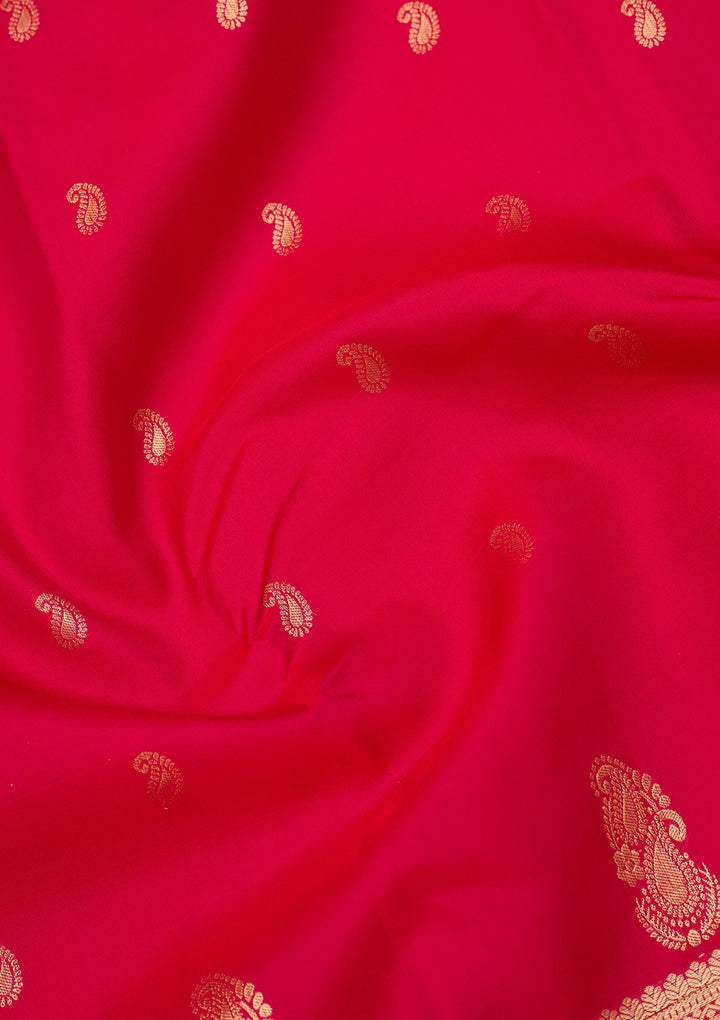 Rani Pink Dharmavaram Pure Silk Saree With Matching Blouse Piece