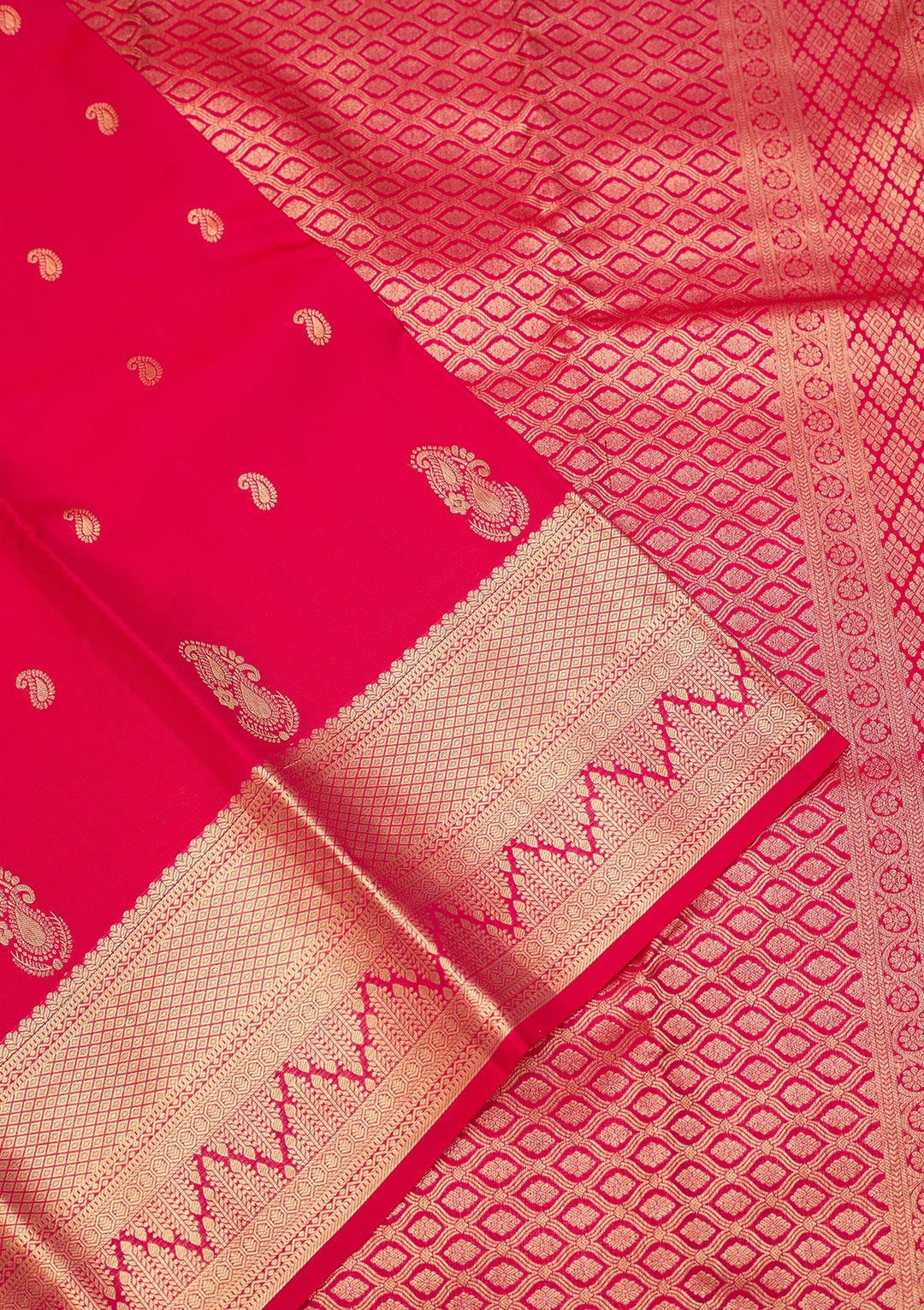 Rani Pink Dharmavaram Pure Silk Saree With Matching Blouse Piece