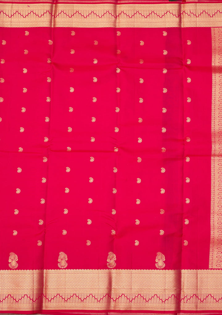 Rani Pink Dharmavaram Pure Silk Saree With Matching Blouse Piece