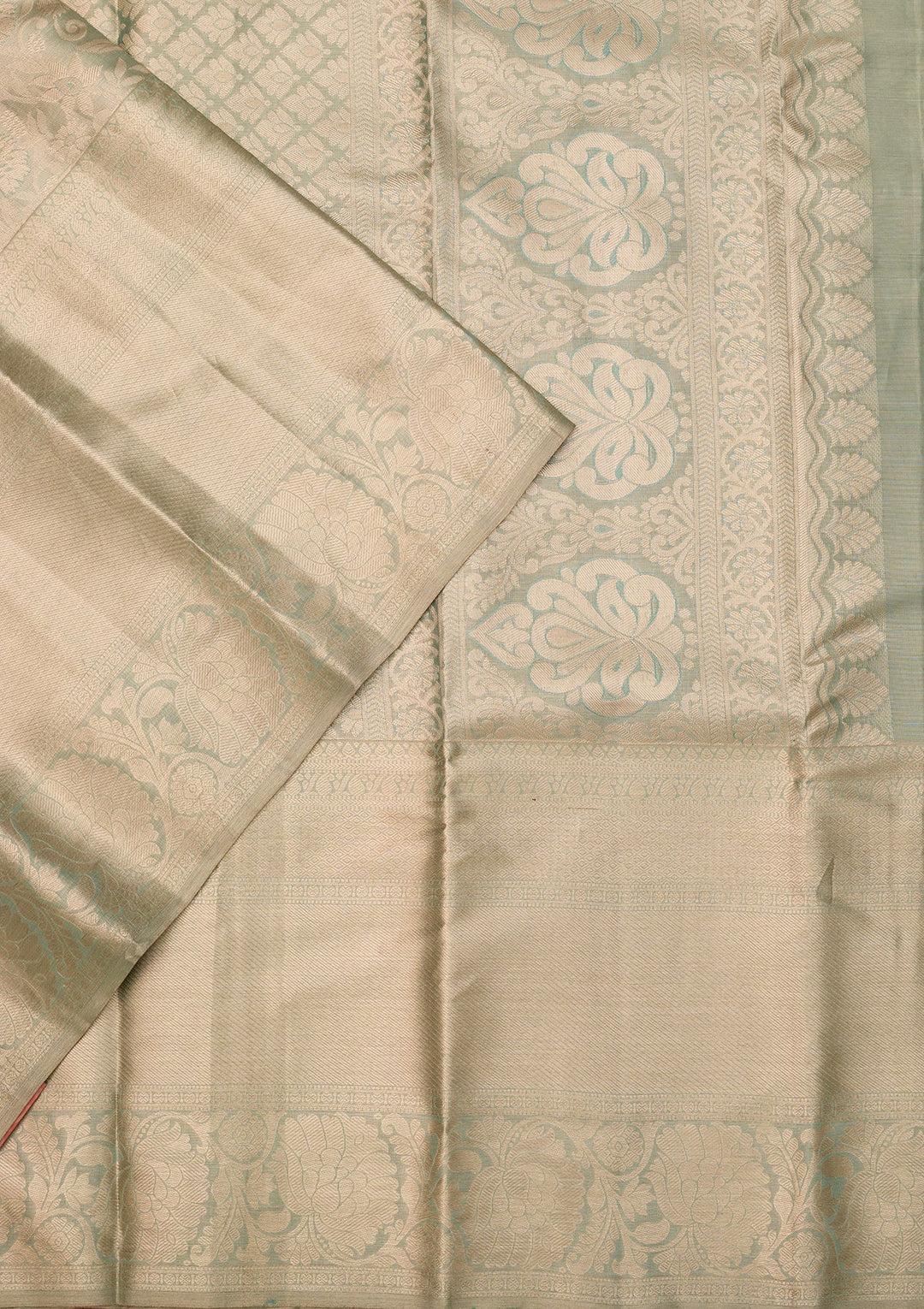 Sea Green Dharmavaram Tissue Silk Saree With Matching Blouse Piece