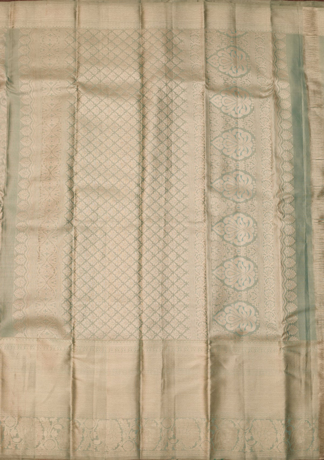 Sea Green Dharmavaram Tissue Silk Saree With Matching Blouse Piece