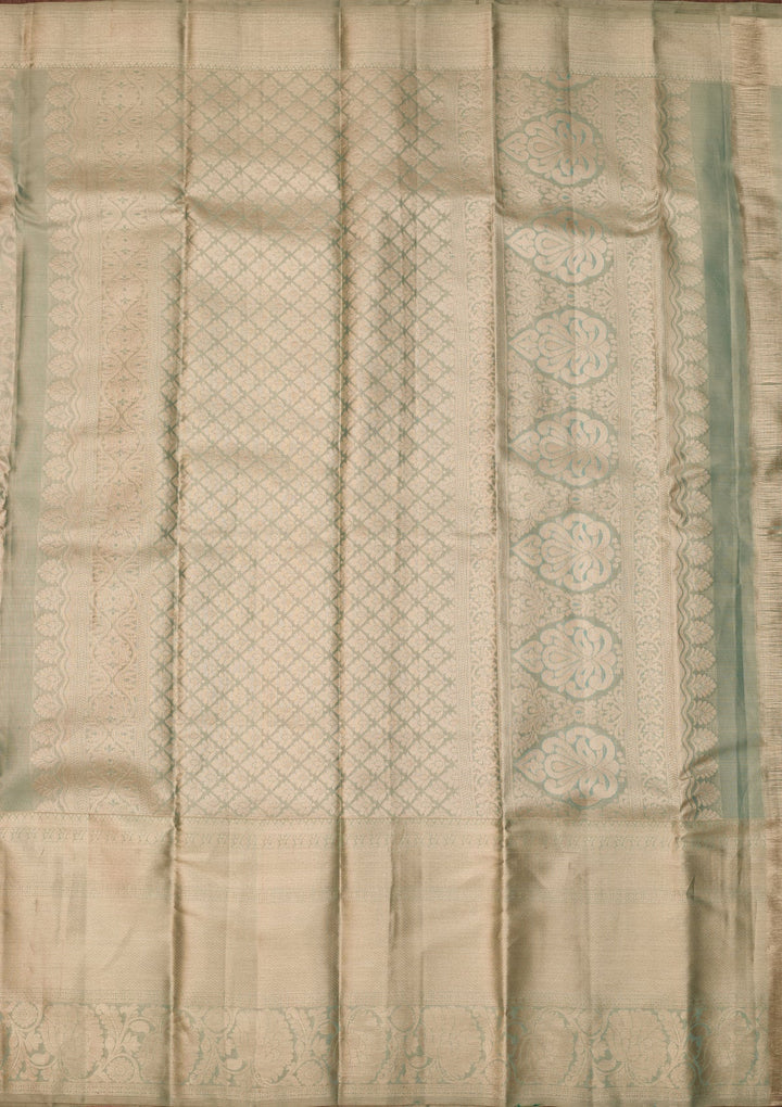Sea Green Dharmavaram Tissue Silk Saree With Matching Blouse Piece