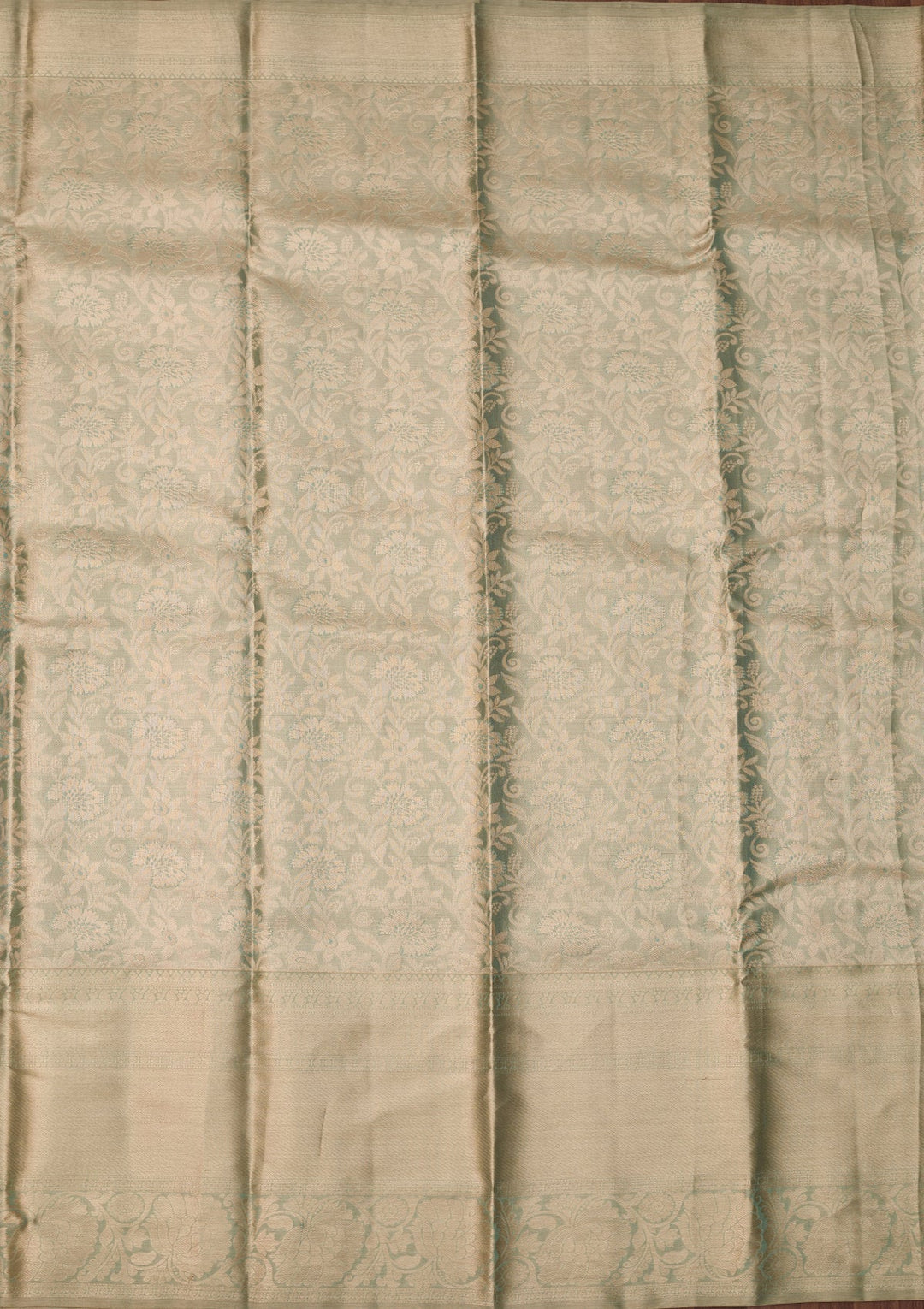 Sea Green Dharmavaram Tissue Silk Saree With Matching Blouse Piece