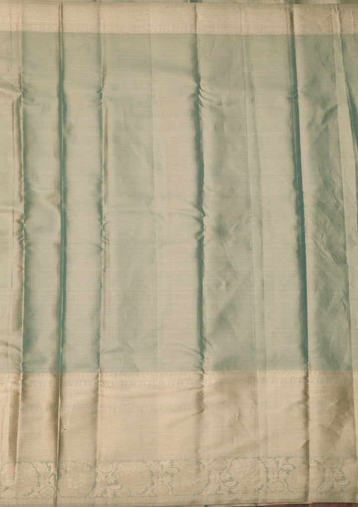 Sea Green Dharmavaram Tissue Silk Saree With Matching Blouse Piece