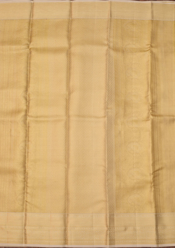 Off White Dharmavaram Tissue Silk Saree With Matching Blouse Piece