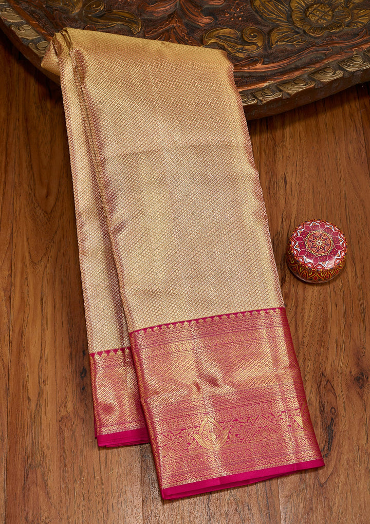 Rani Pink Dharmavaram Tissue Silk Saree With Matching Blouse Piece