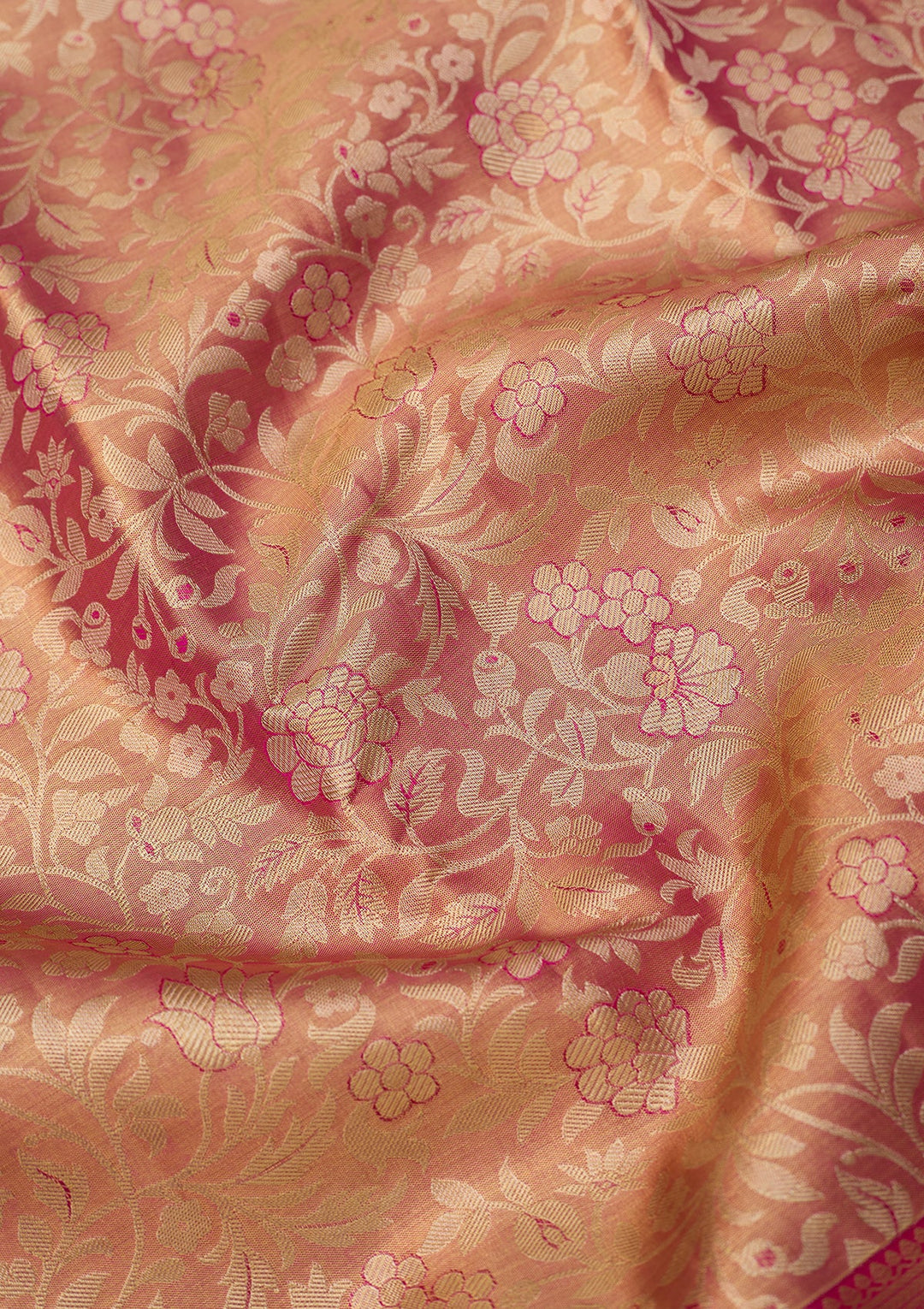 Peach Dharmavaram Tissue Pure Silk Saree With Matching Blouse Piece