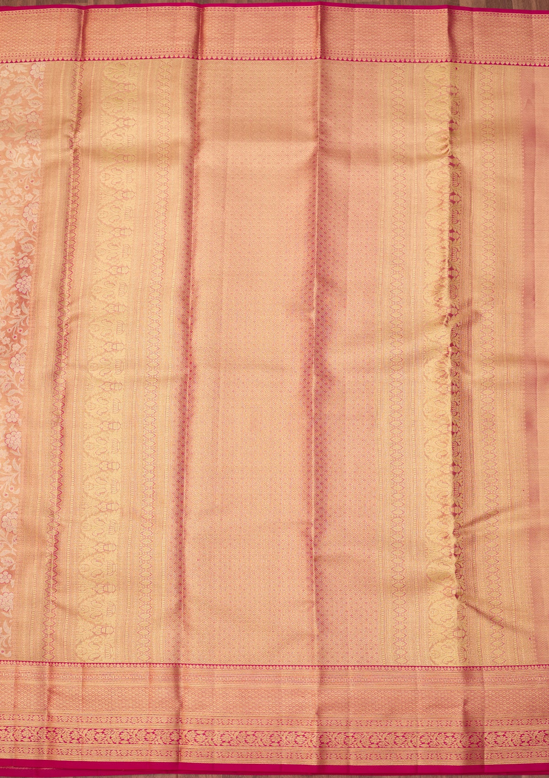 Peach Dharmavaram Tissue Pure Silk Saree With Matching Blouse Piece