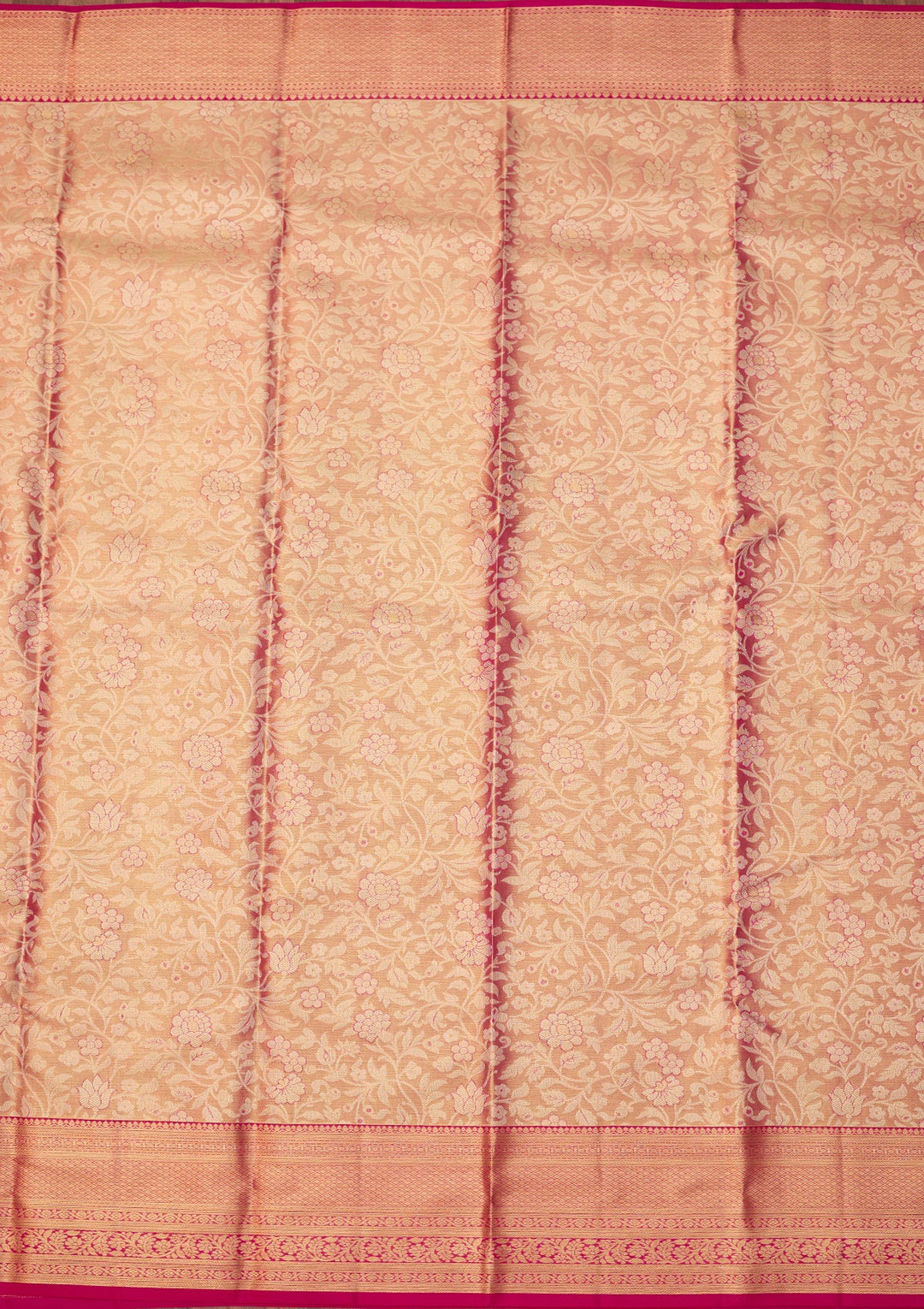 Peach Dharmavaram Tissue Pure Silk Saree With Matching Blouse Piece