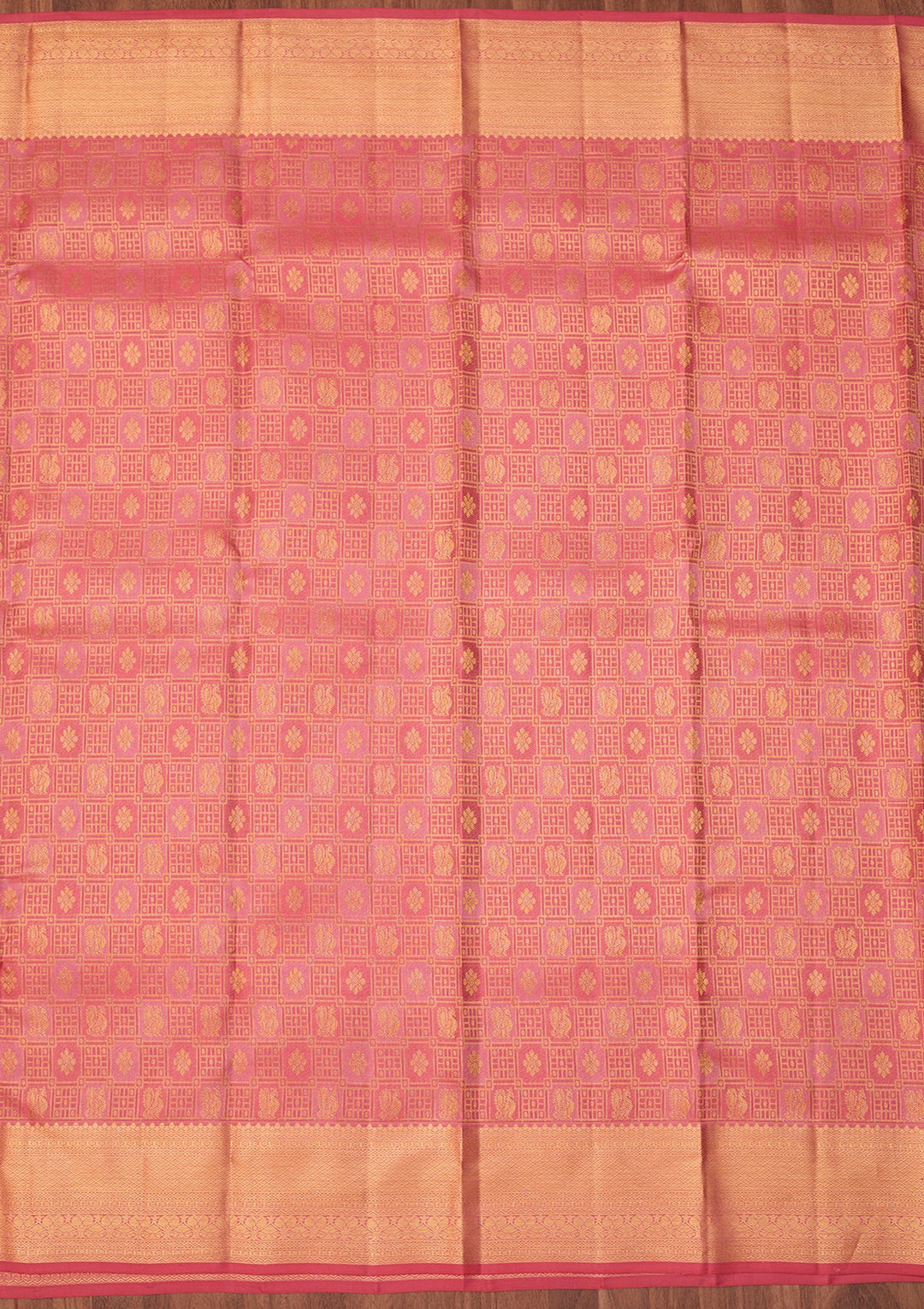 Pink Dharmavaram Pure Silk Saree With Matching Blouse Piece