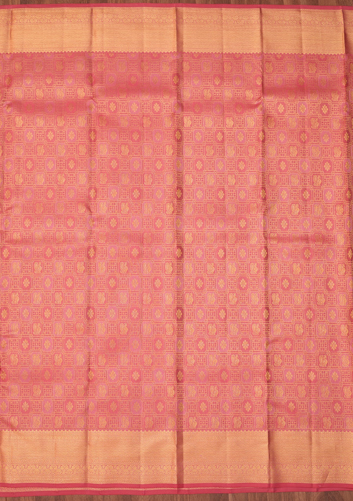 Pink Dharmavaram Pure Silk Saree With Matching Blouse Piece