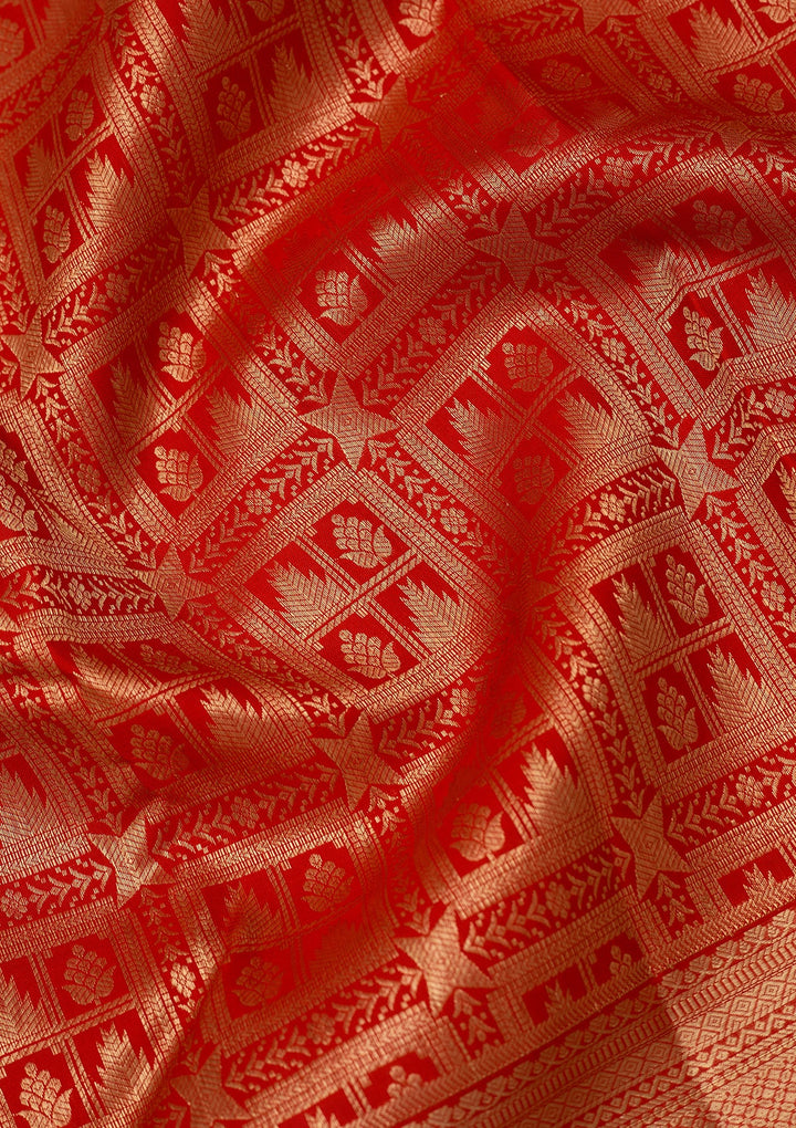 Red Dharmavaram Pure Silk Saree With Matching Blouse Piece