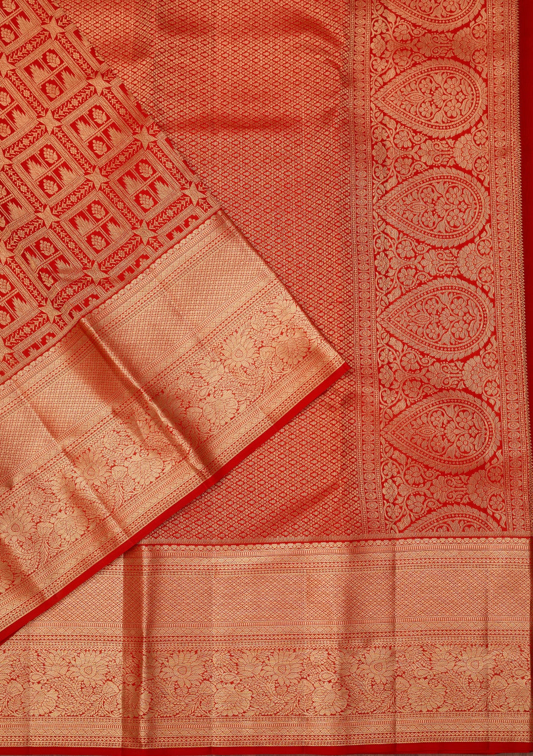 Red Dharmavaram Pure Silk Saree With Matching Blouse Piece