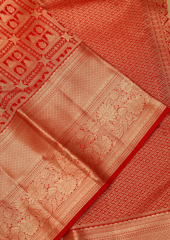 Red Dharmavaram Pure Silk Saree With Matching Blouse Piece