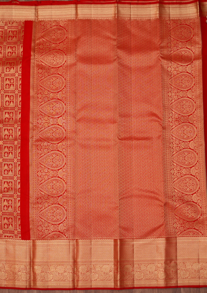 Red Dharmavaram Pure Silk Saree With Matching Blouse Piece