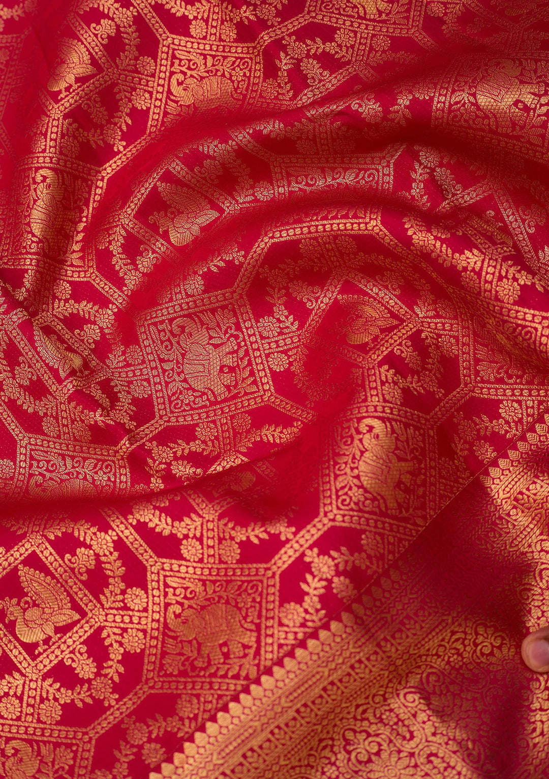 Rani Pink Dharmavaram Pure Silk Saree With Matching Blouse Piece