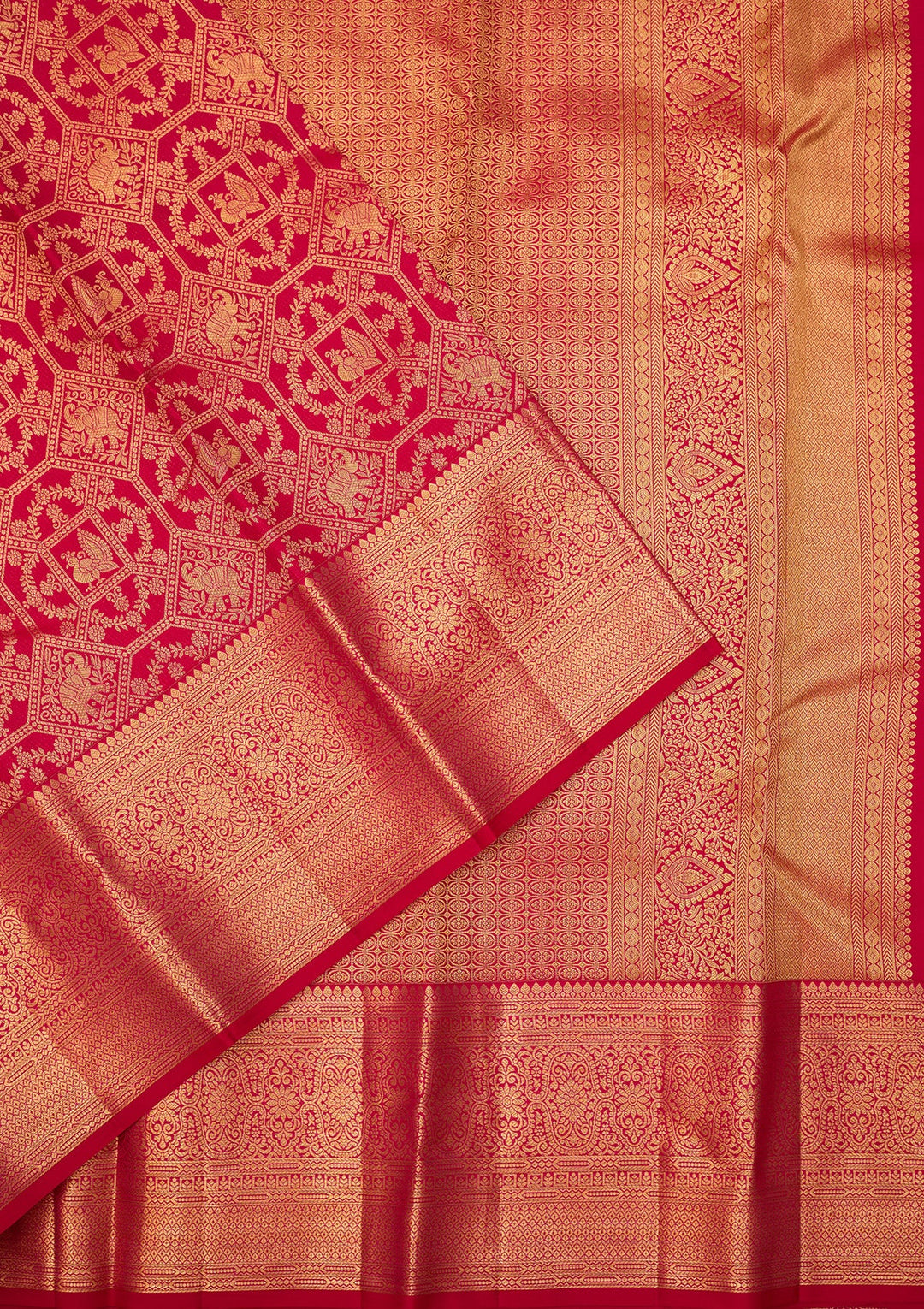 Rani Pink Dharmavaram Pure Silk Saree With Matching Blouse Piece