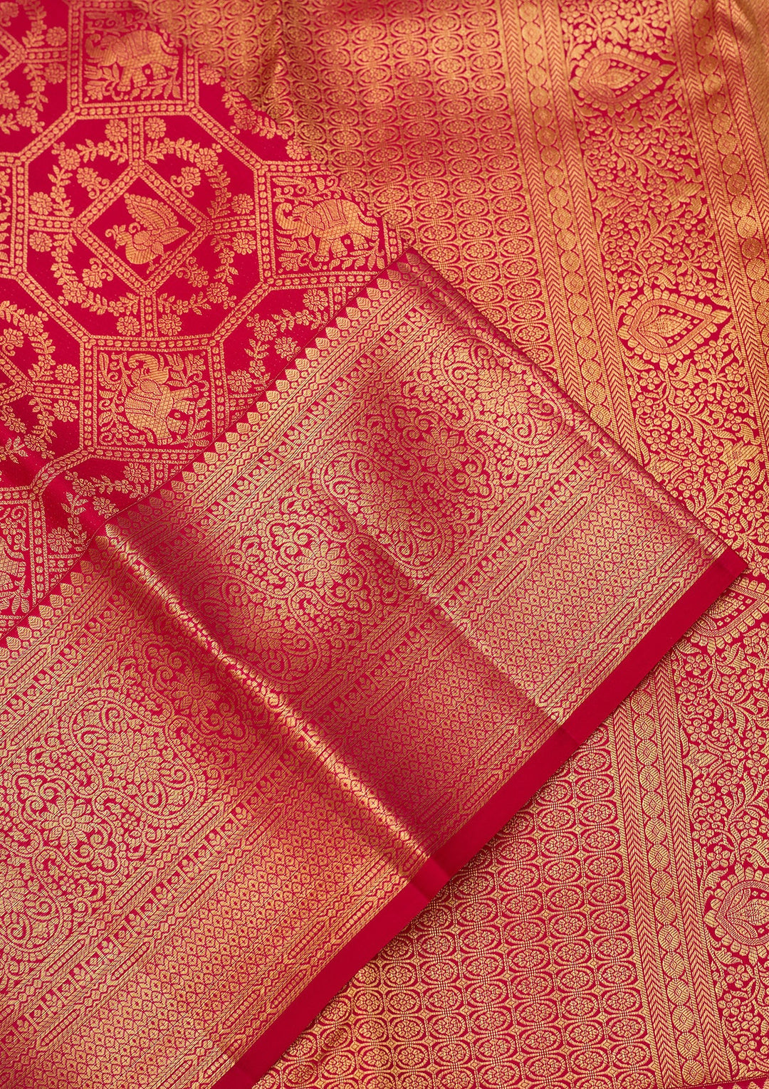 Rani Pink Dharmavaram Pure Silk Saree With Matching Blouse Piece