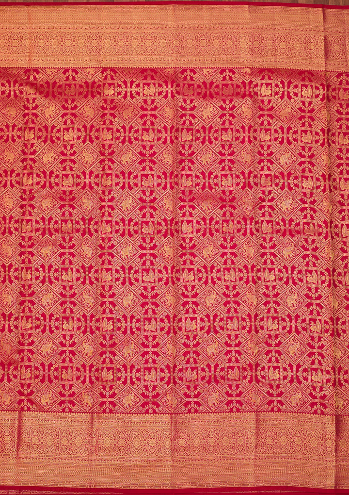 Rani Pink Dharmavaram Pure Silk Saree With Matching Blouse Piece