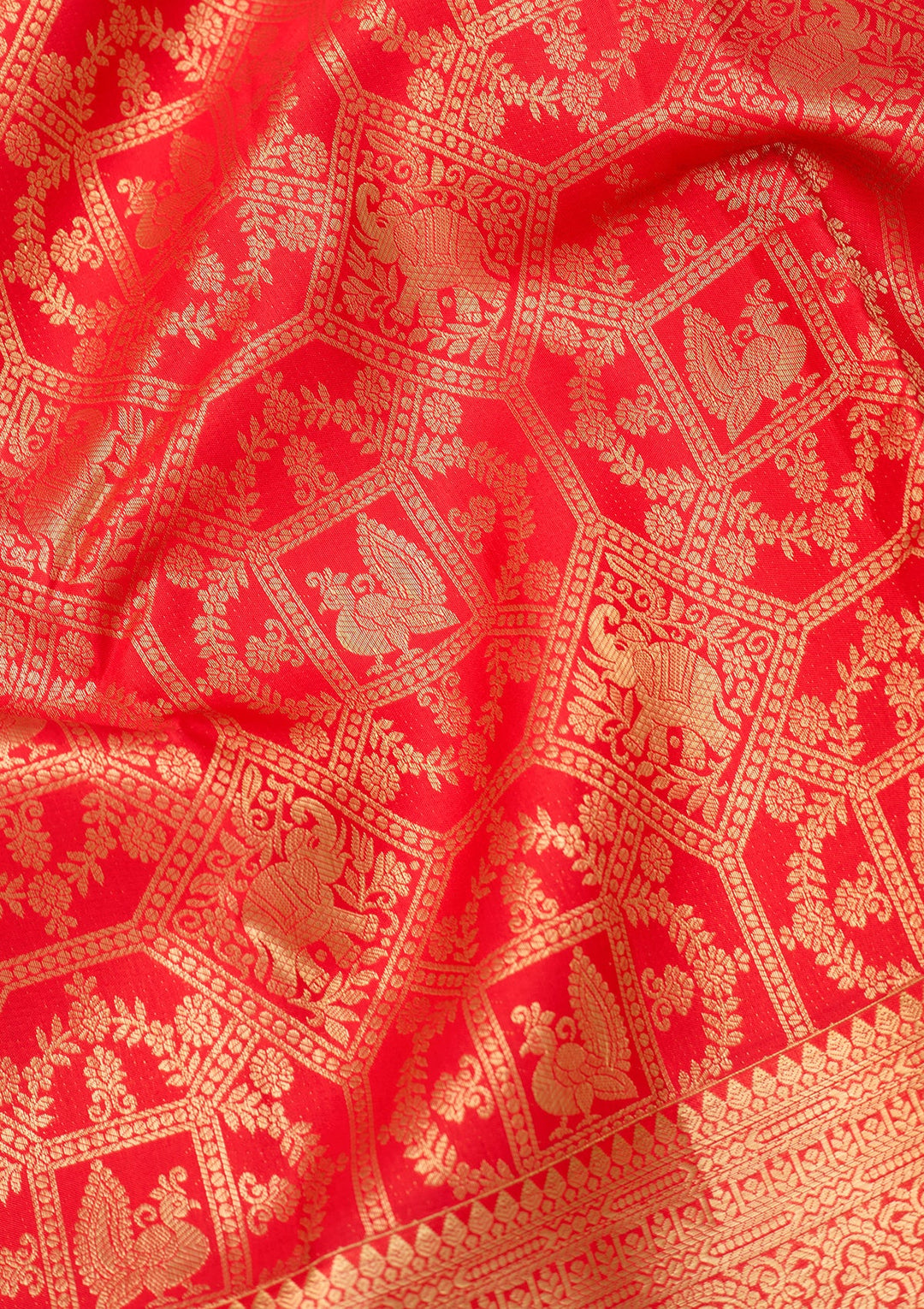 Red Dharmavaram Pure Silk Saree With Matching Blouse Piece