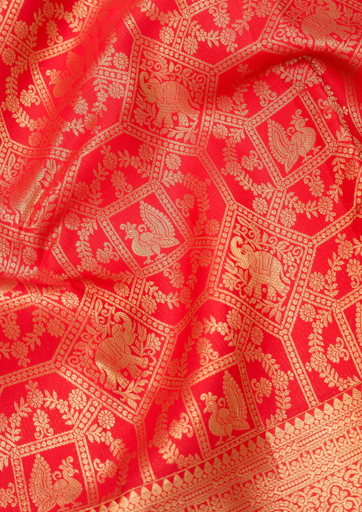Red Dharmavaram Pure Silk Saree With Matching Blouse Piece