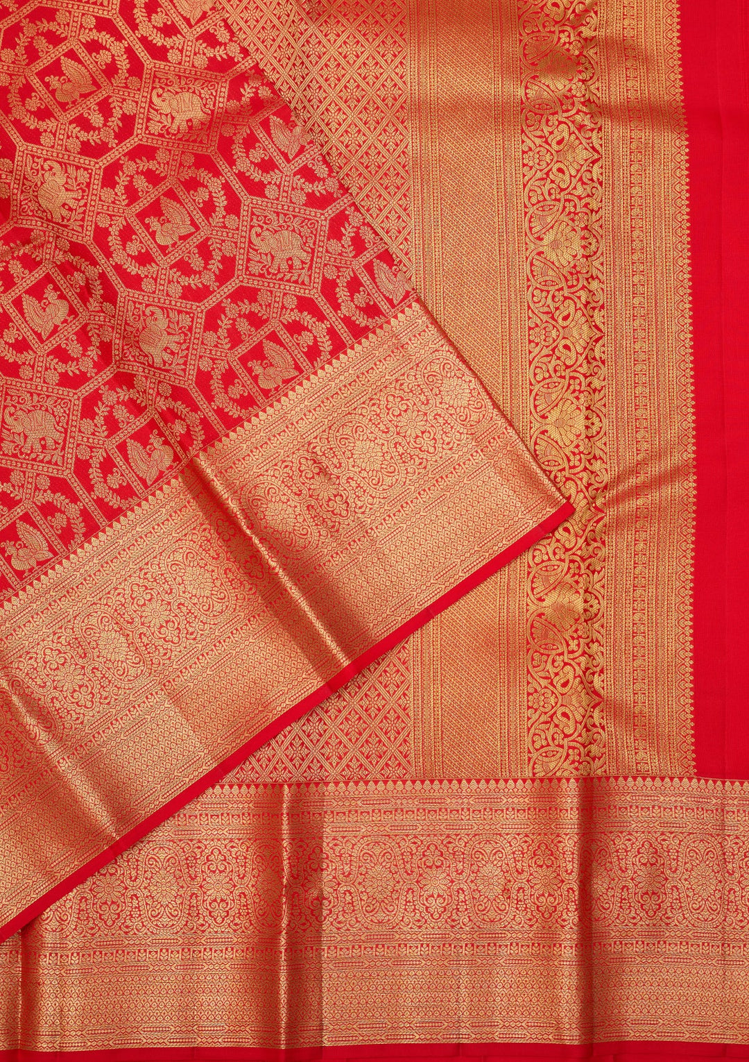 Red Dharmavaram Pure Silk Saree With Matching Blouse Piece