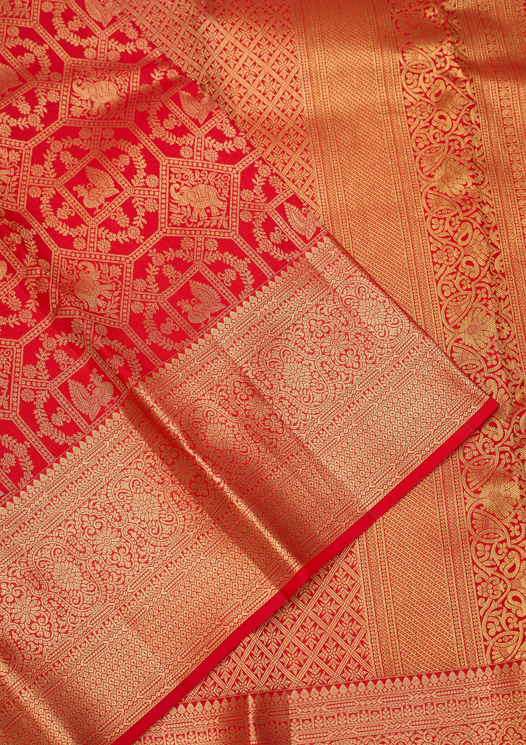 Red Dharmavaram Pure Silk Saree With Matching Blouse Piece
