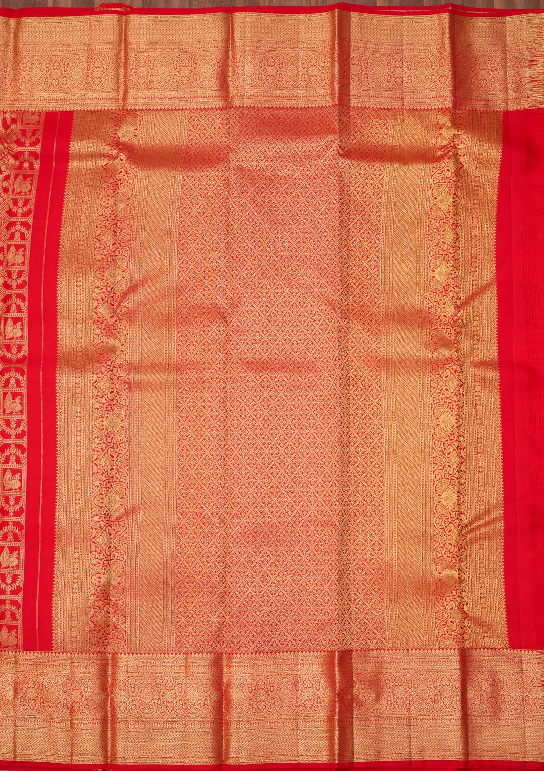 Red Dharmavaram Pure Silk Saree With Matching Blouse Piece
