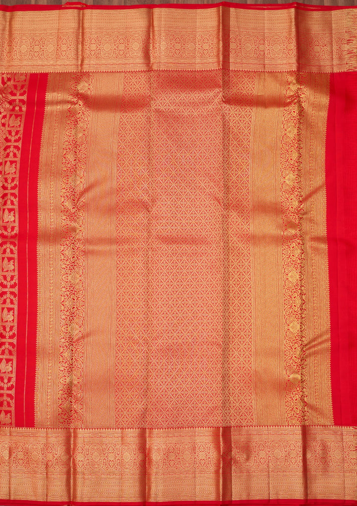 Red Dharmavaram Pure Silk Saree With Matching Blouse Piece