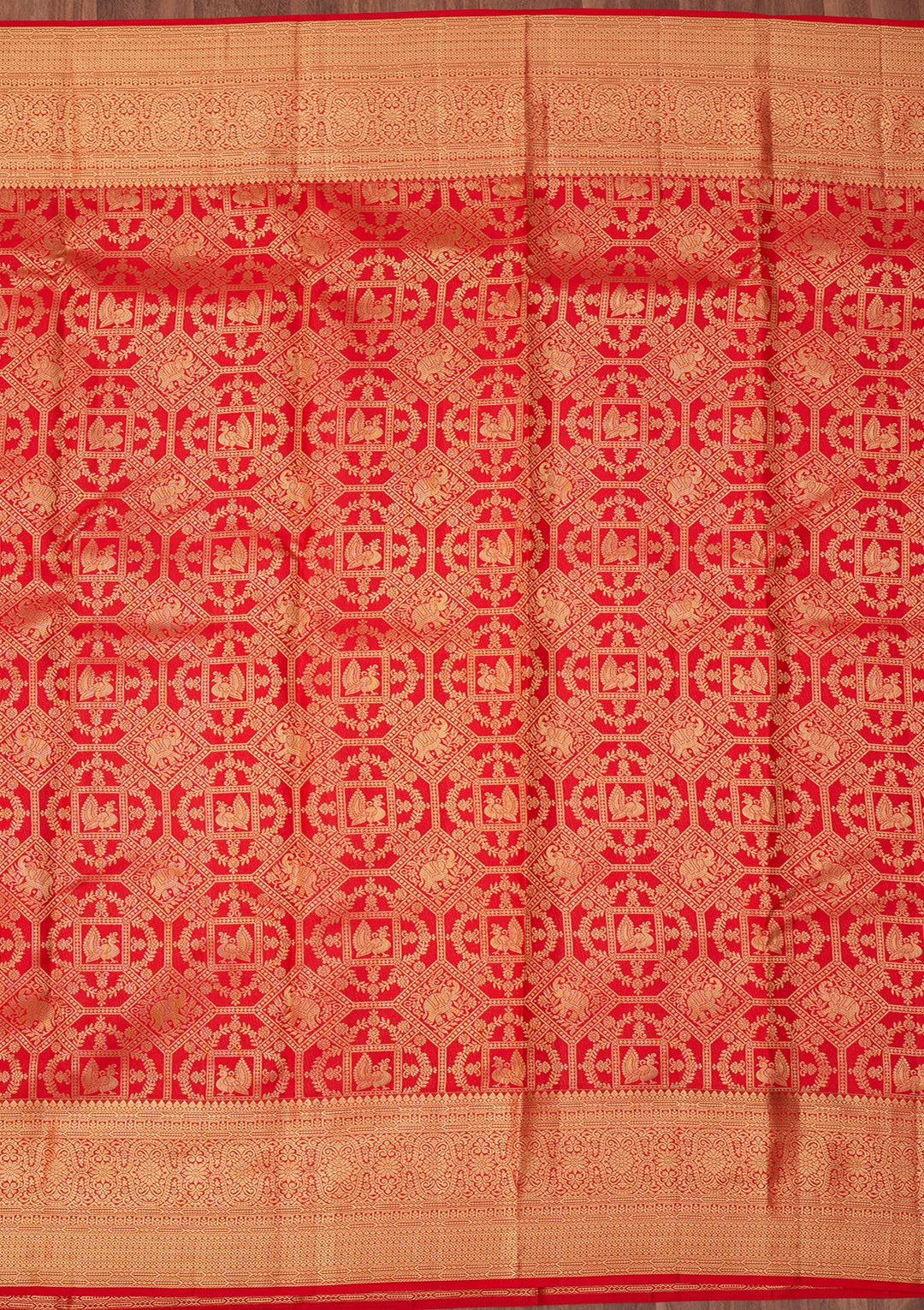 Red Dharmavaram Pure Silk Saree With Matching Blouse Piece