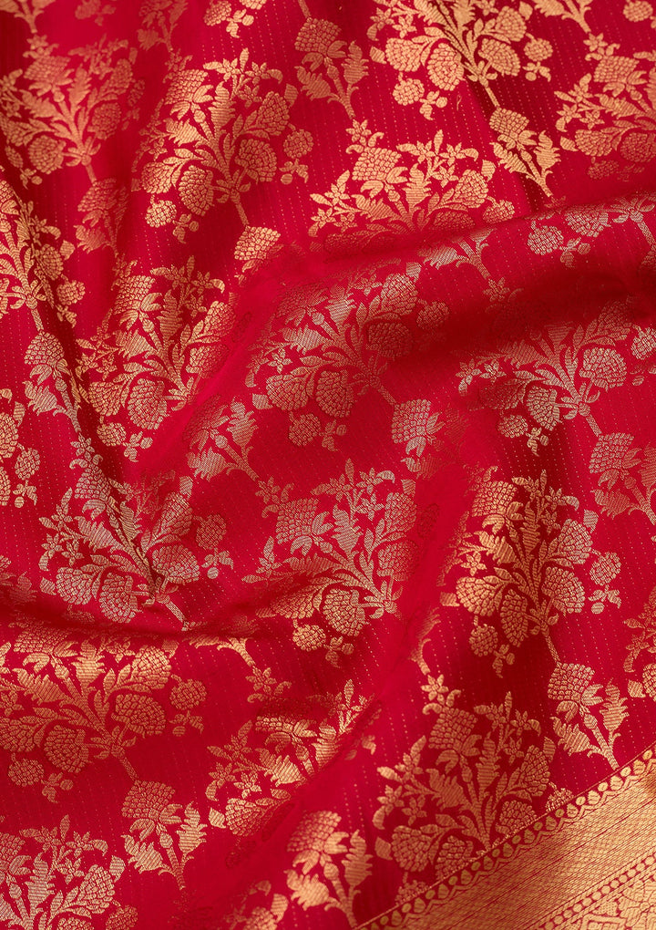 Maroon Dharmavaram Pure Silk Saree With Matching Blouse Piece