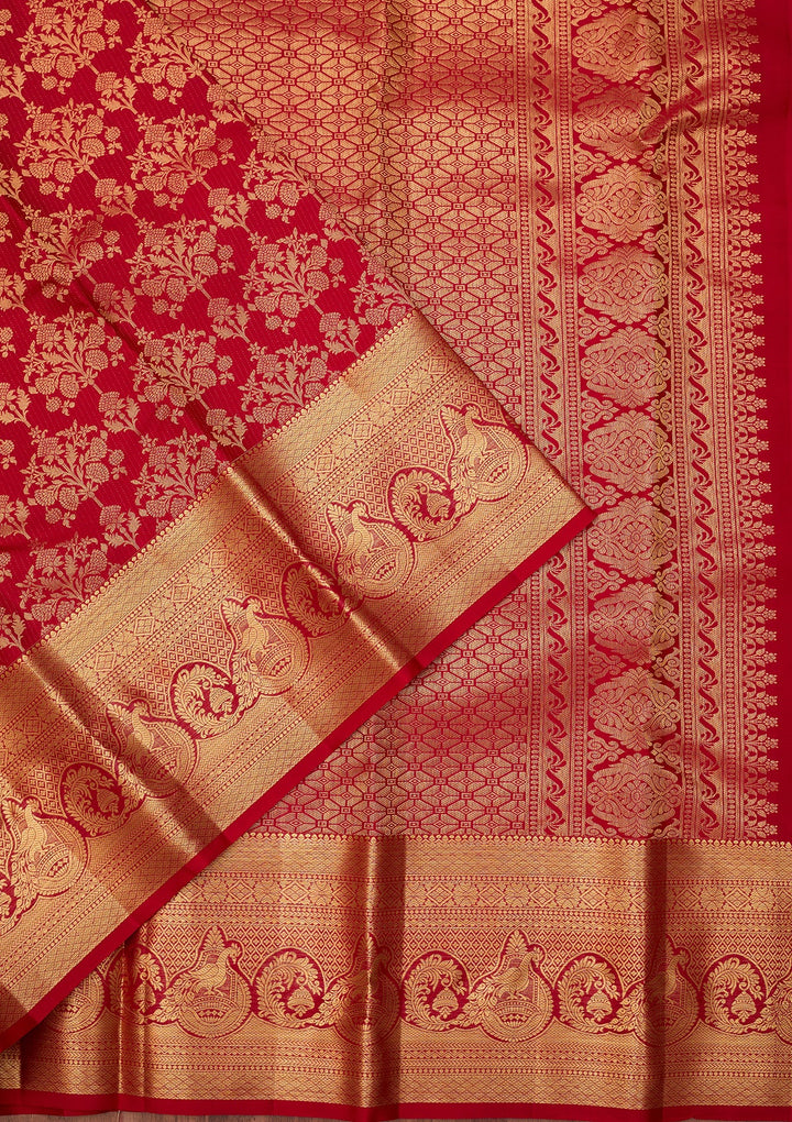 Maroon Dharmavaram Pure Silk Saree With Matching Blouse Piece