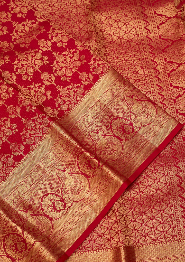 Maroon Dharmavaram Pure Silk Saree With Matching Blouse Piece