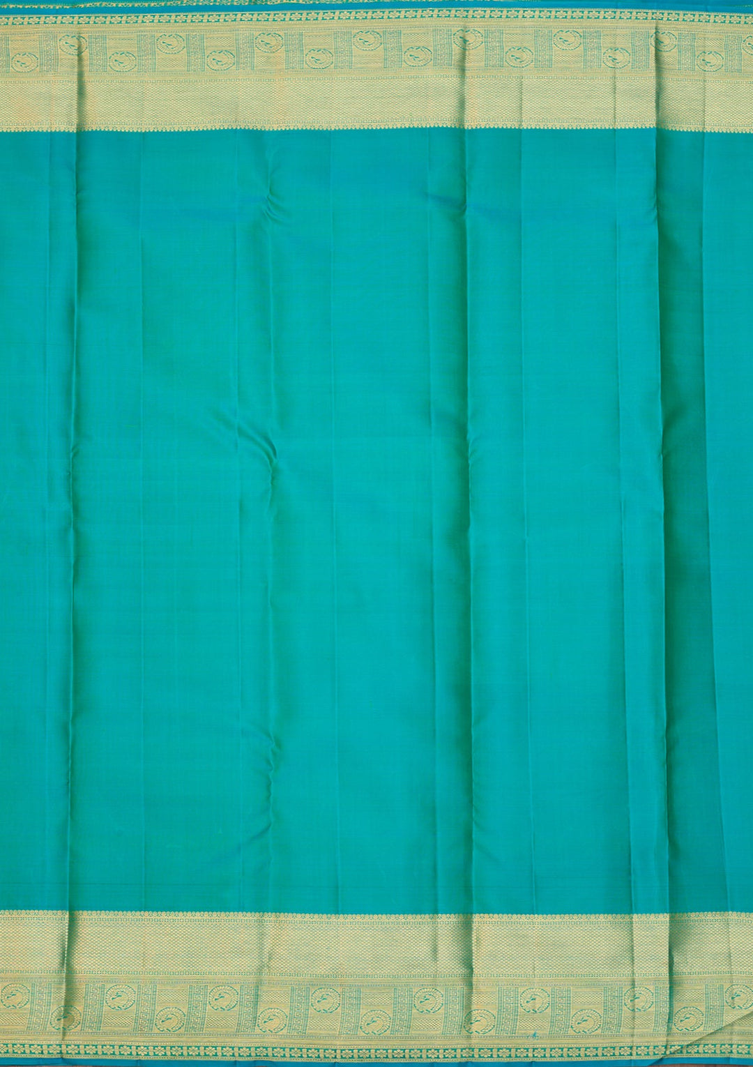 Turquoise Blue Dharmavaram Pure Silk Saree With Matching Blouse Piece