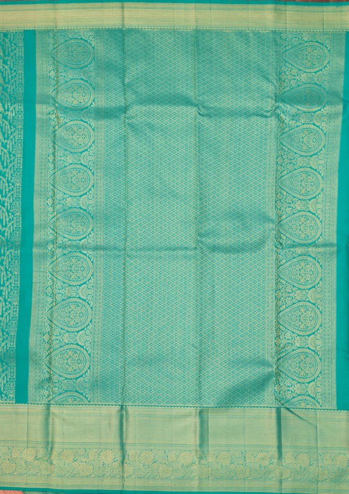Rama Green Dharmavaram Pure Silk Saree With Matching Blouse Piece