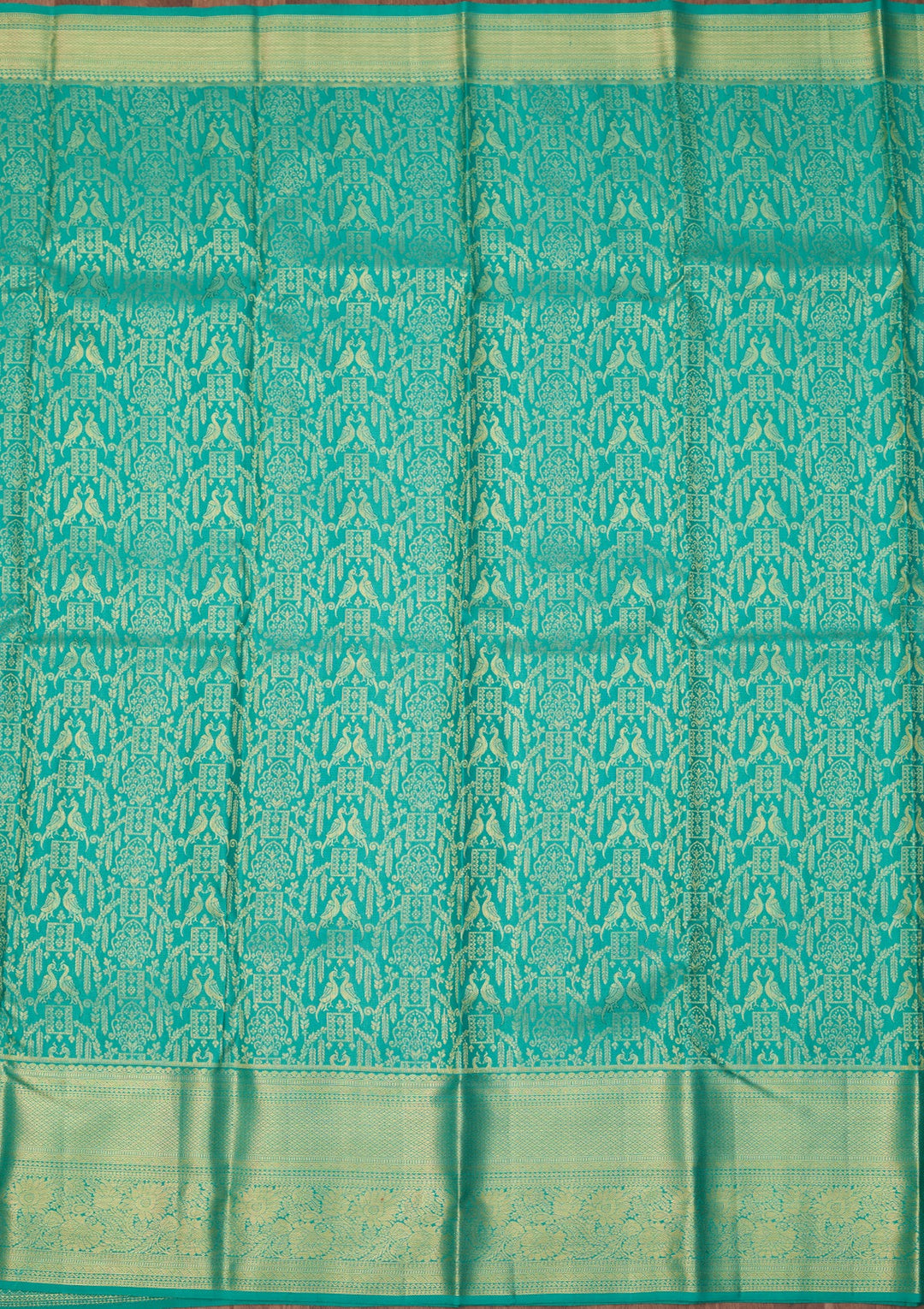 Rama Green Dharmavaram Pure Silk Saree With Matching Blouse Piece