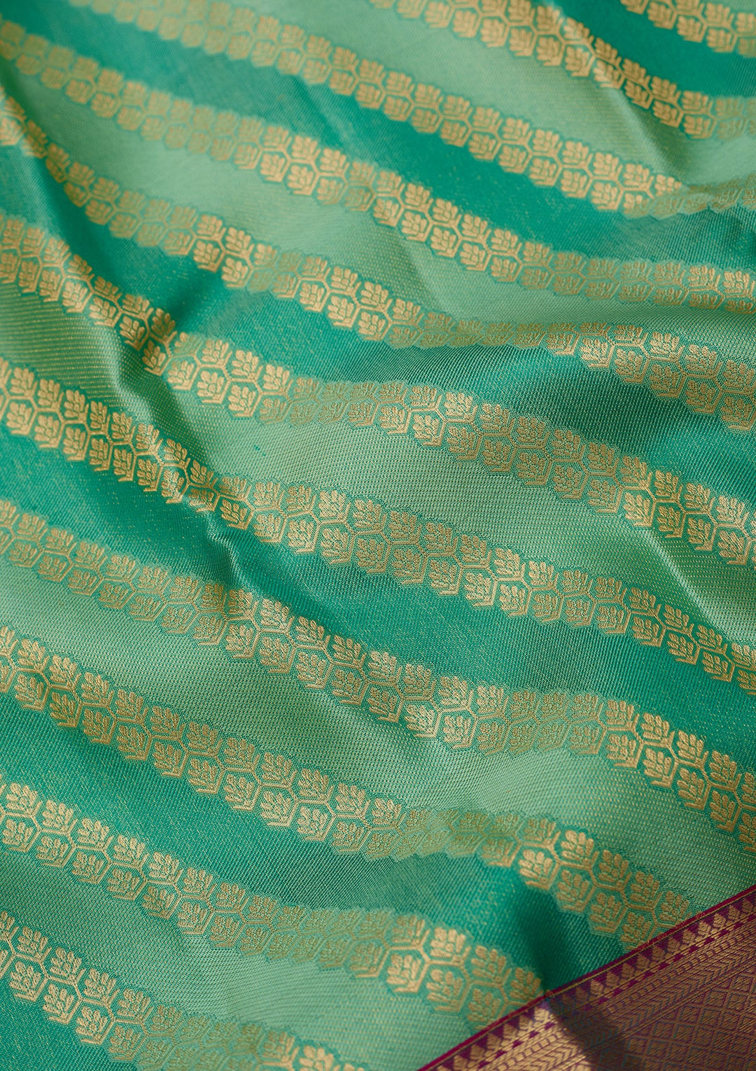 Sea Green Dharmavaram Pure Silk Saree With Matching Blouse Piece